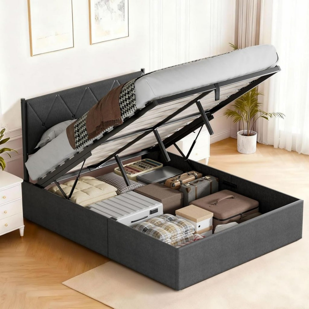 Lit Coffre avec Rangement au Design epure et Contemporain