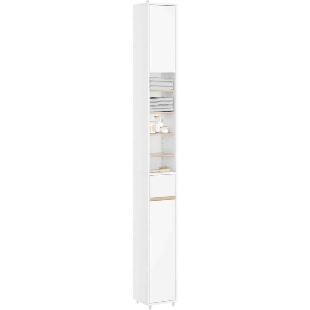 Armoire de Salle de Bain, 20 x 20 x 180 cm, Couleur Blanc
