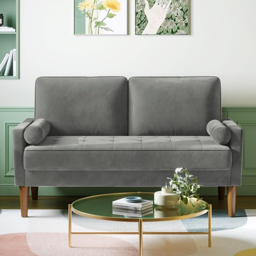Canape en Velours de Couleur Gris